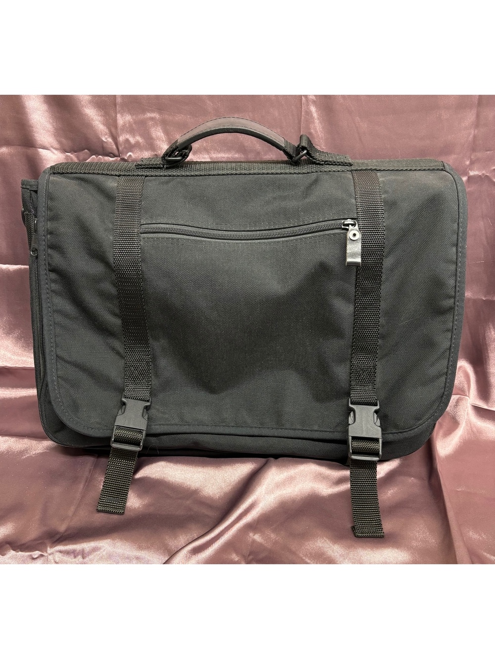 Vintage LL Bean Ballistic Black Messenger Bag Classic Mountain Patch Y2K Retro